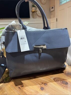 Calvin Klein Slate Gray Two-Tone Top-Handle Satchel